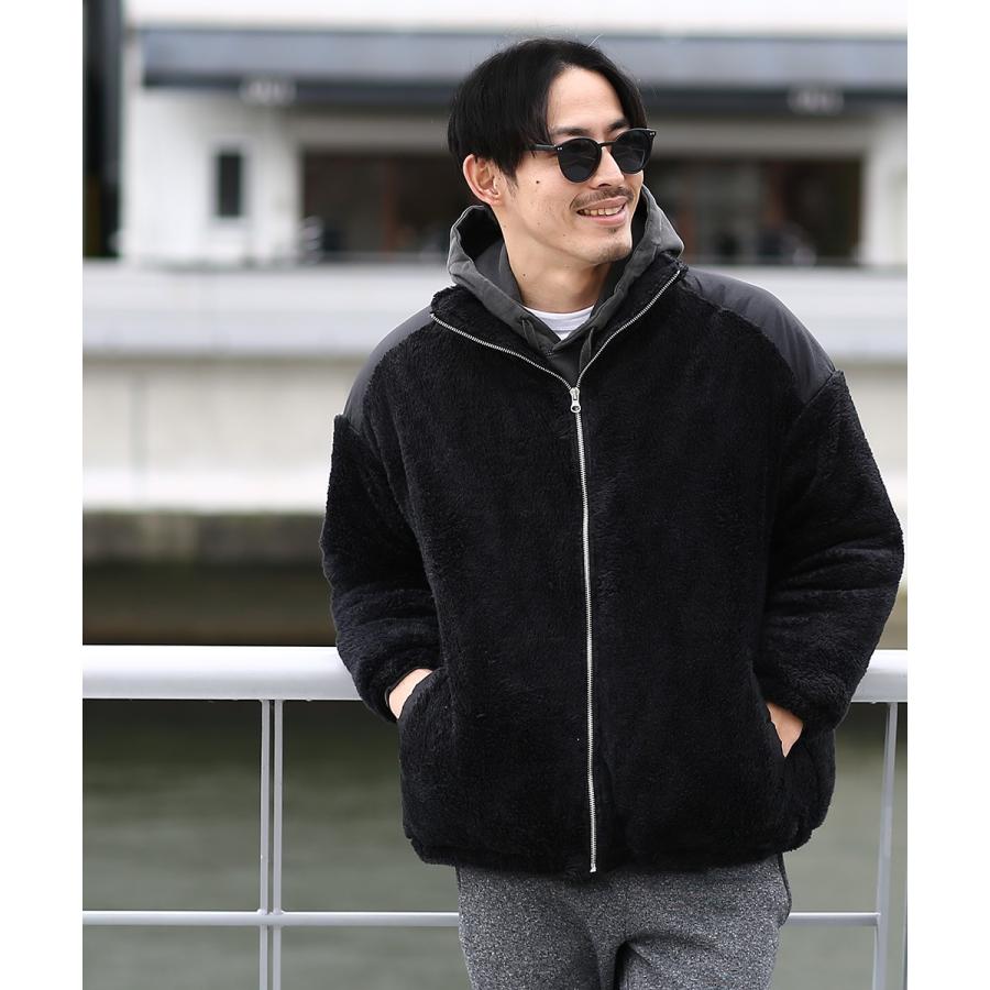 マイクロフリース ボア ジャケット メンズ ビッグシルエット ビックシルエット ブルゾン ジャンパー もこもこ アウター 黒 白 Improves 502 Improves インプローブス 通販 Yahoo ショッピング