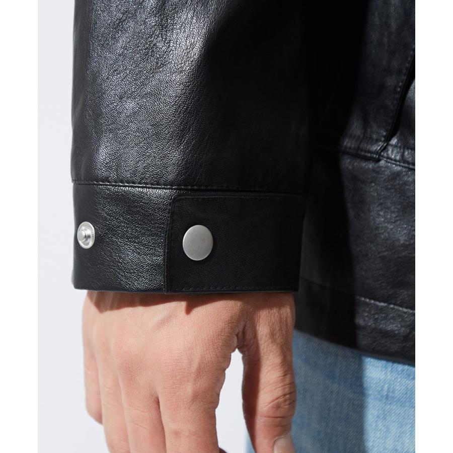 マウンテンパーカー メンズ レザージャケット 革ジャン PUレザー 合皮 ブルゾン ジャケット フードジャケット 黒 マンパー | improves | 12