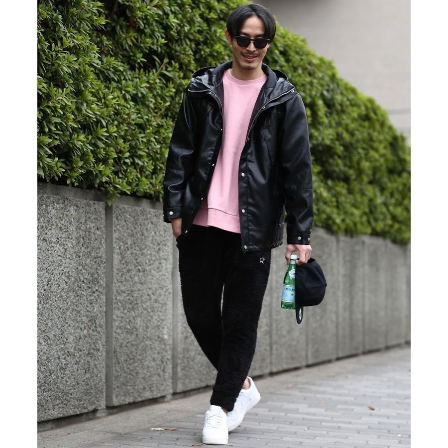 マウンテンパーカー メンズ レザージャケット 革ジャン PUレザー 合皮 ブルゾン ジャケット フードジャケット 黒 マンパー | improves | 04