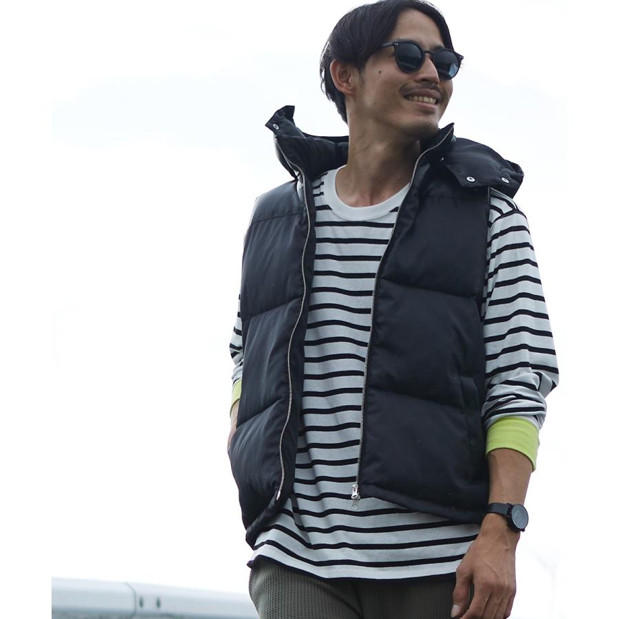 improves ダウンベスト メンズ レザー切替 ナイロンベスト 中綿