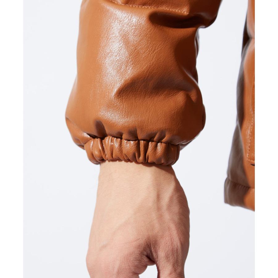 ダウンジャケット メンズ 中綿ジャケット レザー 合皮 PUレザー ダブルジップ Wzip 黒 アメカジ ストリート ストリートファッション improves | improves | 14