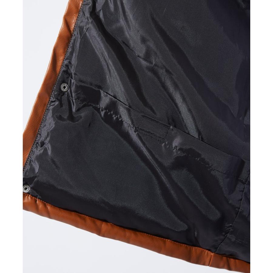 ダウンジャケット メンズ 中綿ジャケット レザー 合皮 PUレザー ダブルジップ Wzip 黒 アメカジ ストリート ストリートファッション improves | improves | 15