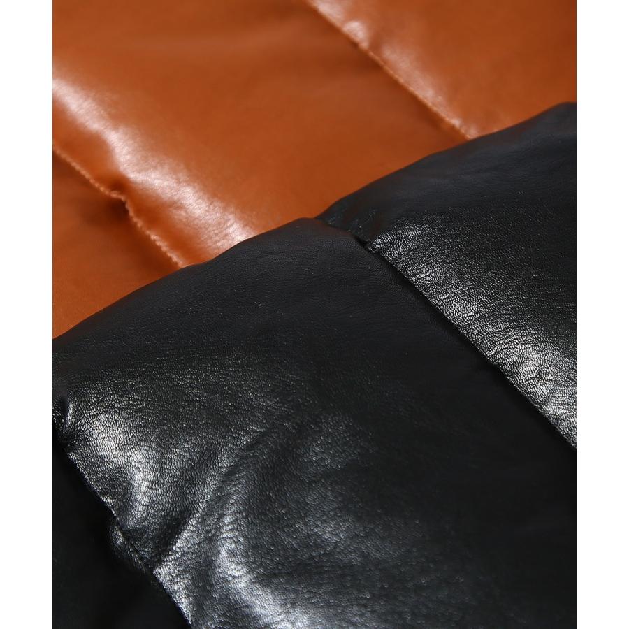 ダウンジャケット メンズ 中綿ジャケット レザー 合皮 PUレザー ダブルジップ Wzip 黒 アメカジ ストリート ストリートファッション improves | improves | 16