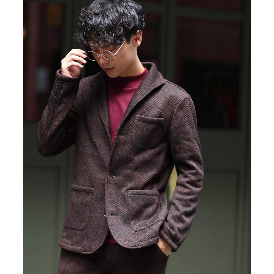 テーラードジャケット メンズ イタリアンカラー ツイード ジャケット セットアップ可能 あったか 暖かい 裏起毛 improves トラッド 英国 | improves | 05