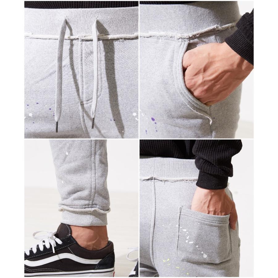 ジョガーパンツ メンズ 裏毛 スウェットパンツ スエットパンツ ペンキ 加工 スリム ジャージ スキニー パンツ イージーパンツ improves | improves | 19