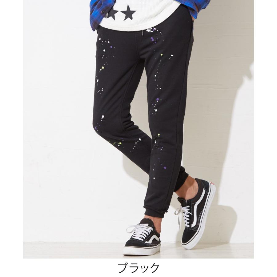 ジョガーパンツ メンズ 裏毛 スウェットパンツ スエットパンツ ペンキ 加工 スリム ジャージ スキニー パンツ イージーパンツ improves | improves | 05
