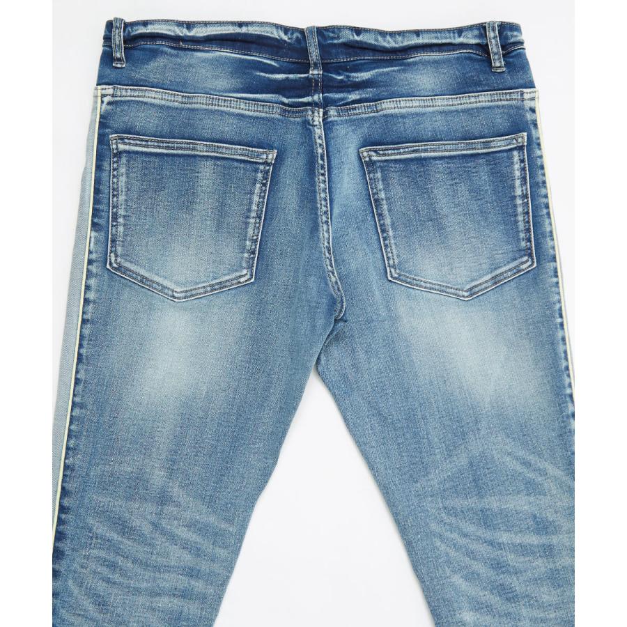 デニム メンズ サイドライン ネオン スリム スキニー 青 ビンテージ風 ビンテージ加工 アンクル丈 アンクルデニム ラインパンツ スキニーデニム | improves | 15