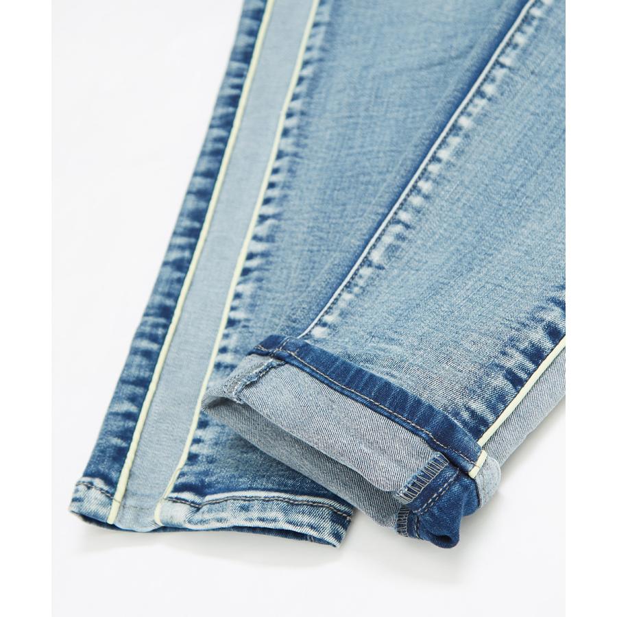 デニム メンズ サイドライン ネオン スリム スキニー 青 ビンテージ風 ビンテージ加工 アンクル丈 アンクルデニム ラインパンツ スキニーデニム | improves | 18