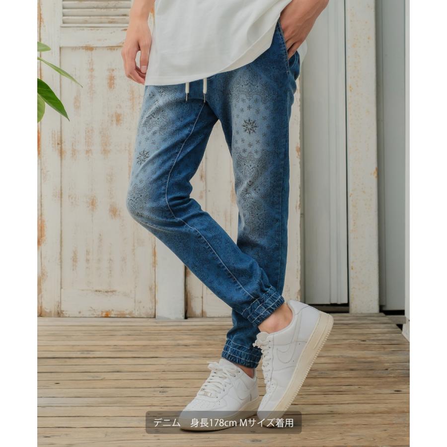 ジョガーパンツ メンズ リブパンツ イージーパンツ ゴムウエスト ペイズリー バンダナ 柄パンツ 総柄 improves | improves | 01