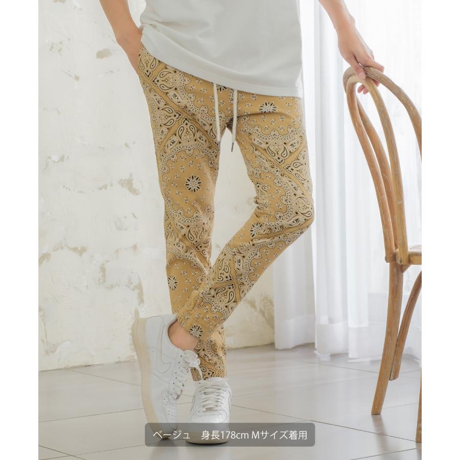 ジョガーパンツ メンズ リブパンツ イージーパンツ ゴムウエスト ペイズリー バンダナ 柄パンツ 総柄 improves | improves | 03