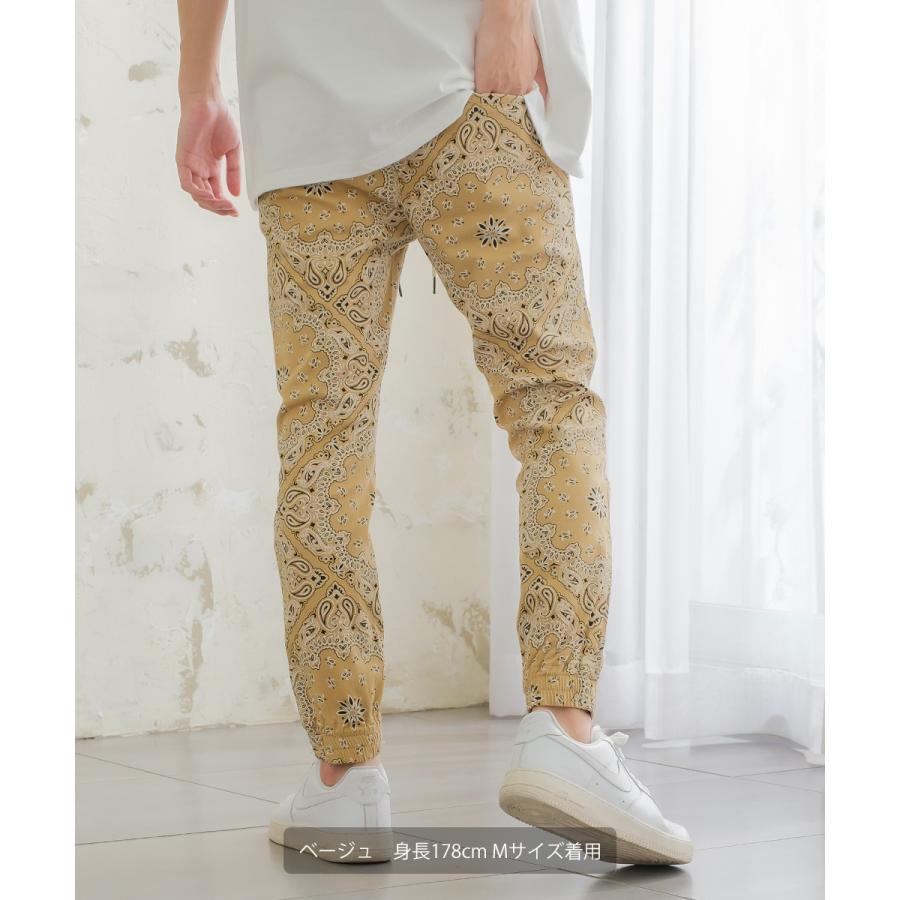 ジョガーパンツ メンズ リブパンツ イージーパンツ ゴムウエスト ペイズリー バンダナ 柄パンツ 総柄 improves | improves | 04