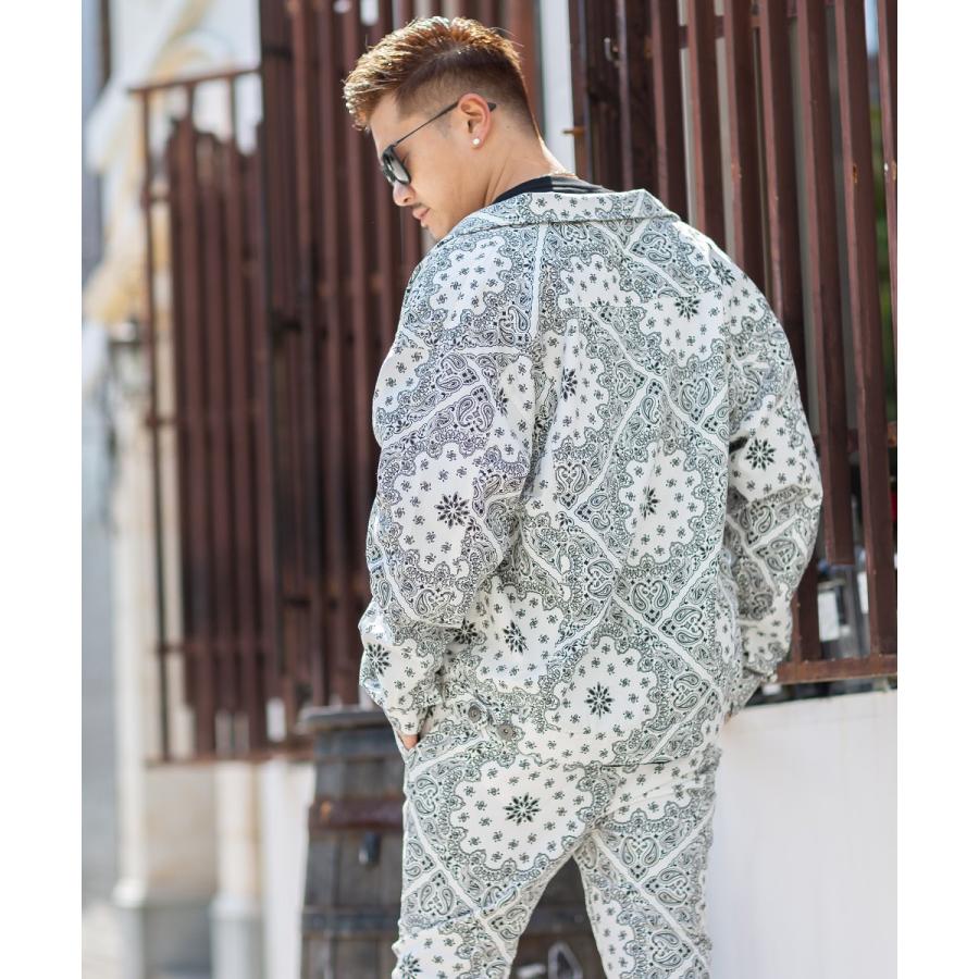 Gジャン メンズ ビッグシルエット バンダナ柄 セットアップ可能 カバーオール ジャンパー デニムジャケット ペイズリー柄 大きいサイズ オーバーサイズ improves | improves | 08