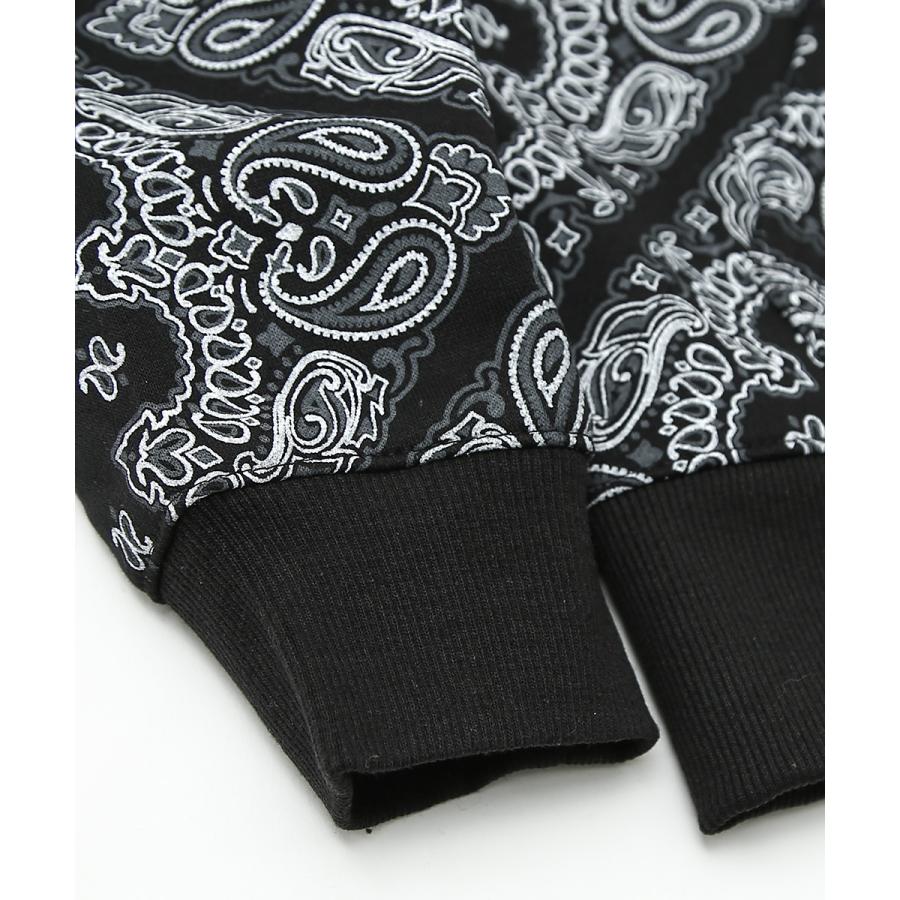 バンダナ柄ジップパーカー　ストリートy2ksupreme zipパーカー 裏パイル ペイズリー バンダナ バックプリント