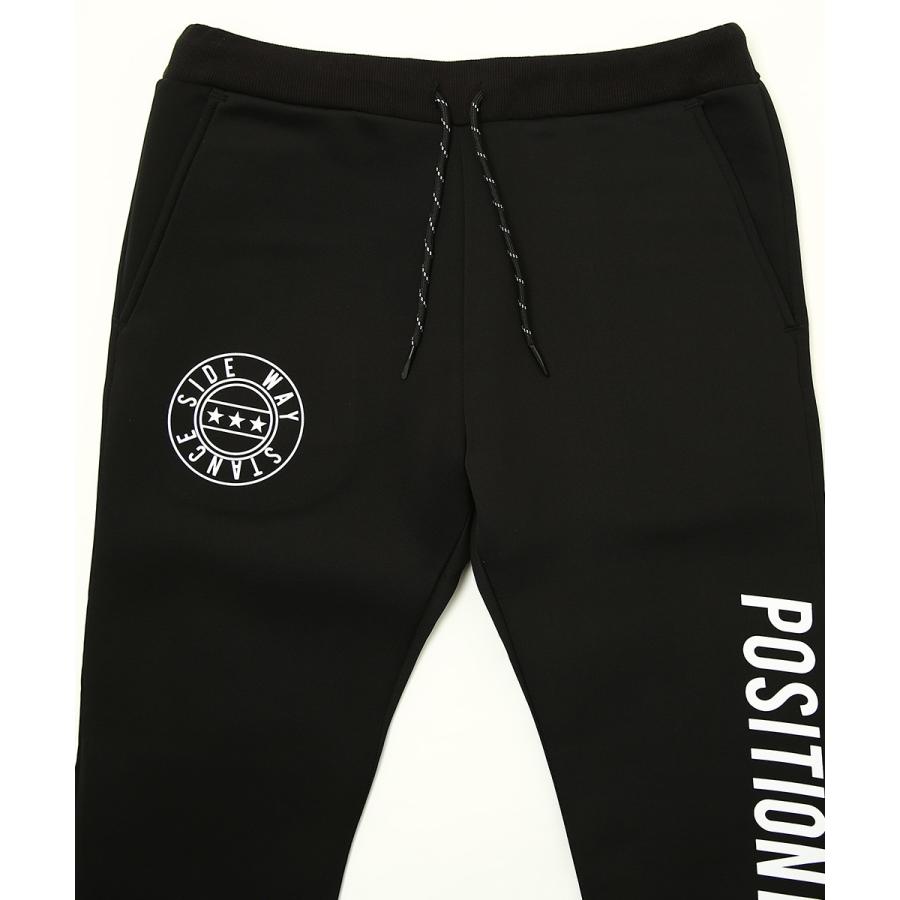 ジョガーパンツ メンズ ライトダンボール ストレッチ ジャージパンツ スリム 細身 ウエストゴム ロゴ プリント セットアップ可能 黒 スポーツミックス improves | improves | 12