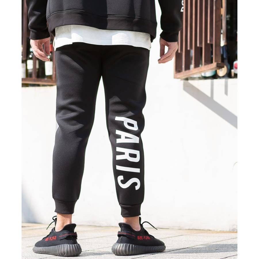 ジョガーパンツ メンズ ライトダンボール ストレッチ ジャージパンツ スリム 細身 ウエストゴム ロゴ プリント セットアップ可能 黒 スポーツミックス improves | improves | 04