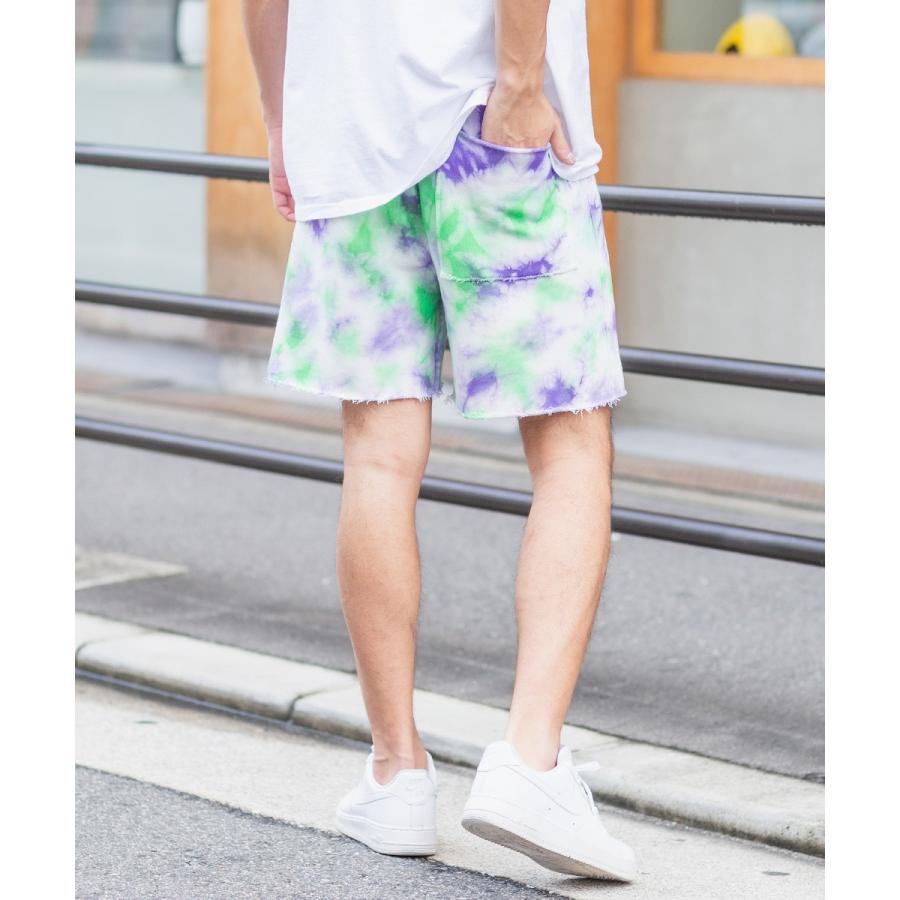 ショートパンツ メンズ ダイダイ柄 スウェット ショーツ ハーフパンツ カットオフ ウエストゴム ロゴ プリント 短パン ハーフパンツ サーフ系 improves | improves | 04