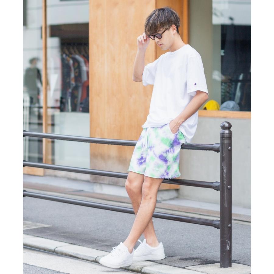 ショートパンツ メンズ ダイダイ柄 スウェット ショーツ ハーフパンツ カットオフ ウエストゴム ロゴ プリント 短パン ハーフパンツ サーフ系 improves | improves | 05