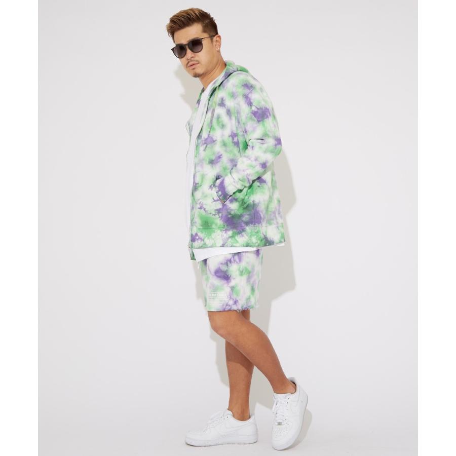 ショートパンツ メンズ ダイダイ柄 スウェット ショーツ ハーフパンツ カットオフ ウエストゴム ロゴ プリント 短パン ハーフパンツ サーフ系 improves | improves | 06