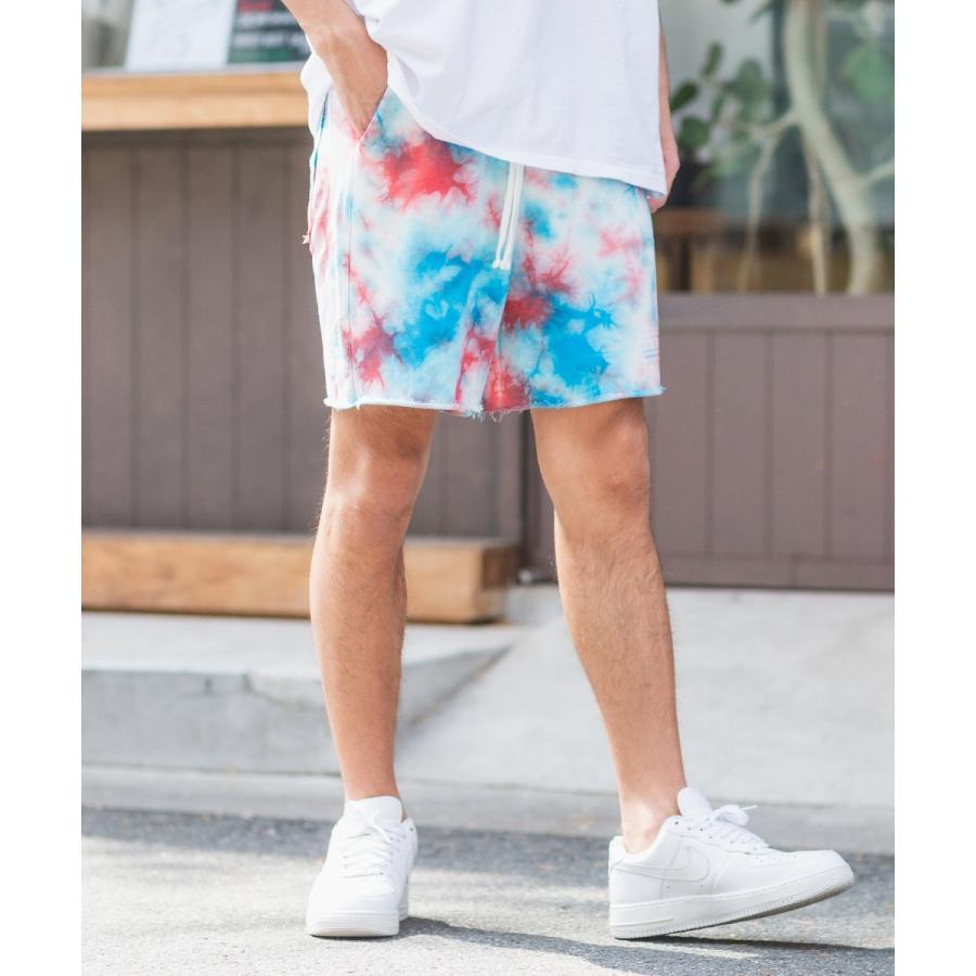ショートパンツ メンズ ダイダイ柄 スウェット ショーツ ハーフパンツ カットオフ ウエストゴム ロゴ プリント 短パン ハーフパンツ サーフ系 improves | improves | 07