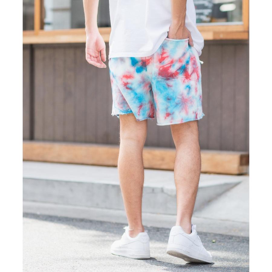ショートパンツ メンズ ダイダイ柄 スウェット ショーツ ハーフパンツ カットオフ ウエストゴム ロゴ プリント 短パン ハーフパンツ サーフ系 improves | improves | 09