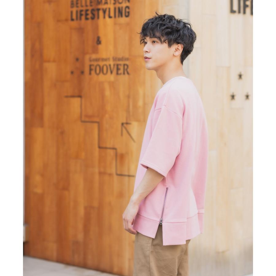 スウェットトレーナー メンズ 半袖 サイドジップ 裏毛 ゆったり 大きいサイズ クルーネック 無地 シンプル オーバーサイズ ビッグシルエット スエット improves | improves | 13