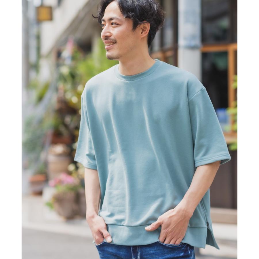 スウェットトレーナー メンズ 半袖 サイドジップ 裏毛 ゆったり 大きいサイズ クルーネック 無地 シンプル オーバーサイズ ビッグシルエット スエット improves | improves | 15