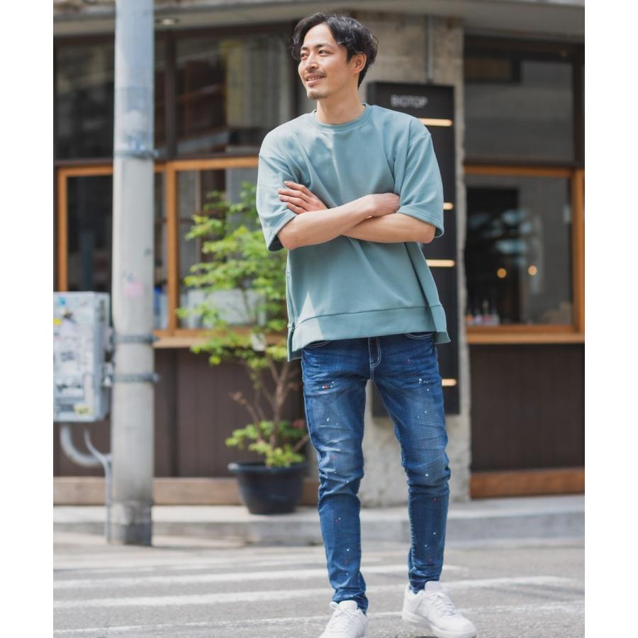 スウェットトレーナー メンズ 半袖 サイドジップ 裏毛 ゆったり 大きいサイズ クルーネック 無地 シンプル オーバーサイズ ビッグシルエット スエット improves | improves | 16