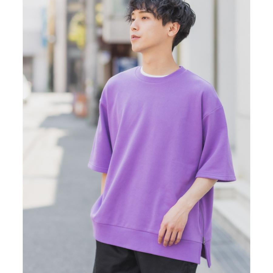 スウェットトレーナー メンズ 半袖 サイドジップ 裏毛 ゆったり 大きいサイズ クルーネック 無地 シンプル オーバーサイズ ビッグシルエット スエット improves | improves | 03