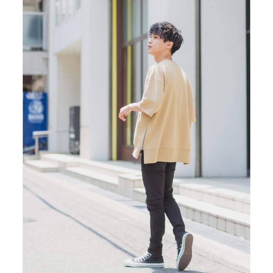 スウェットトレーナー メンズ 半袖 サイドジップ 裏毛 ゆったり 大きいサイズ クルーネック 無地 シンプル オーバーサイズ ビッグシルエット スエット improves | improves | 06