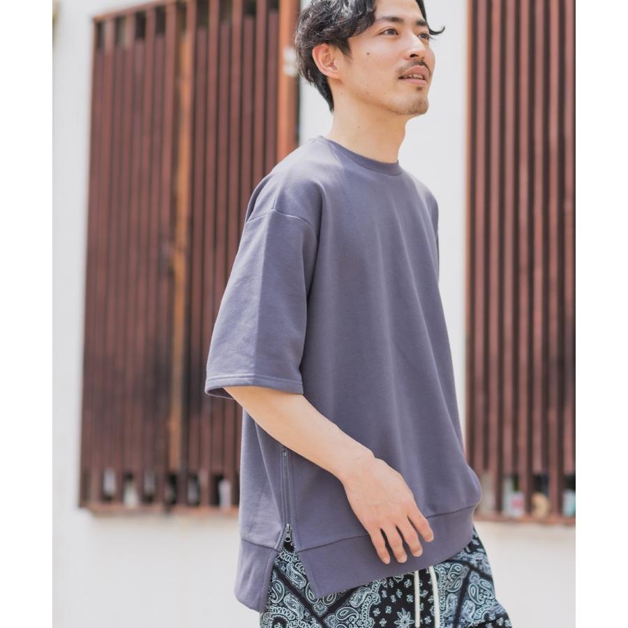 スウェットトレーナー メンズ 半袖 サイドジップ 裏毛 ゆったり 大きいサイズ クルーネック 無地 シンプル オーバーサイズ ビッグシルエット スエット improves | improves | 08