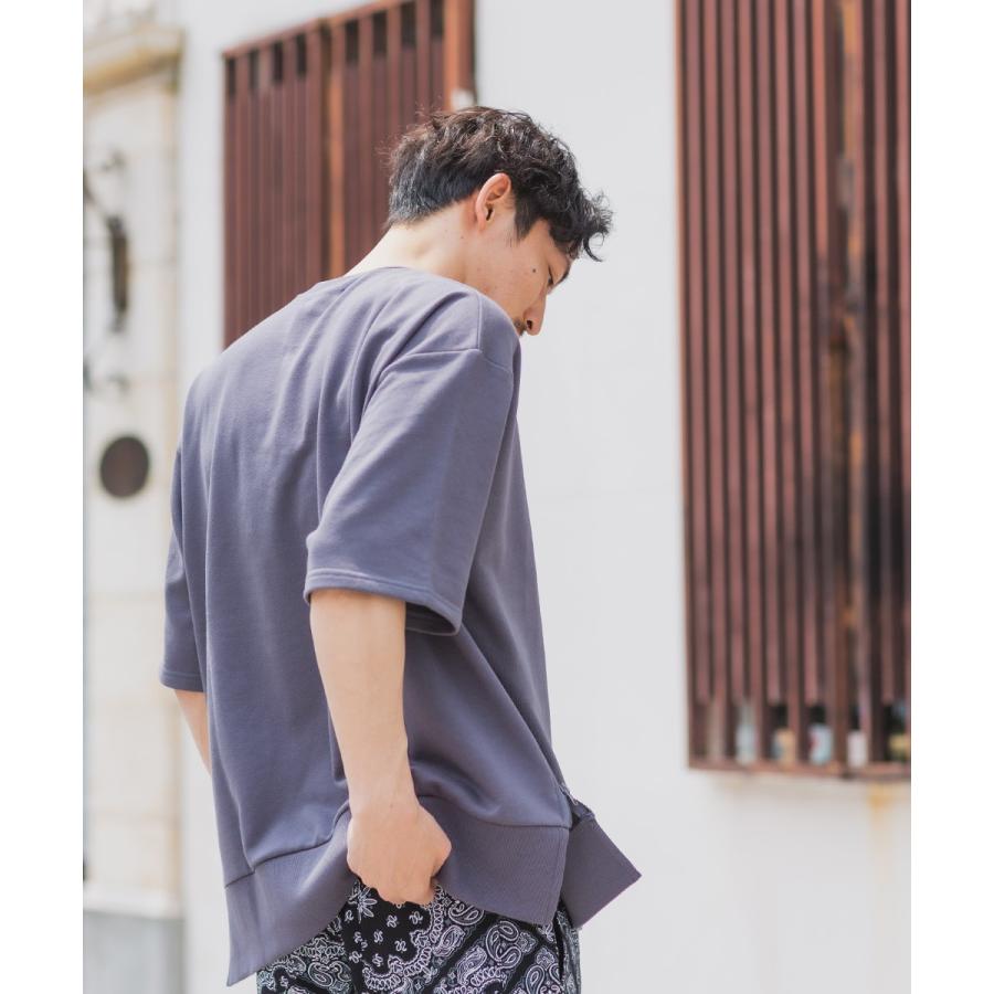 スウェットトレーナー メンズ 半袖 サイドジップ 裏毛 ゆったり 大きいサイズ クルーネック 無地 シンプル オーバーサイズ ビッグシルエット スエット improves | improves | 09