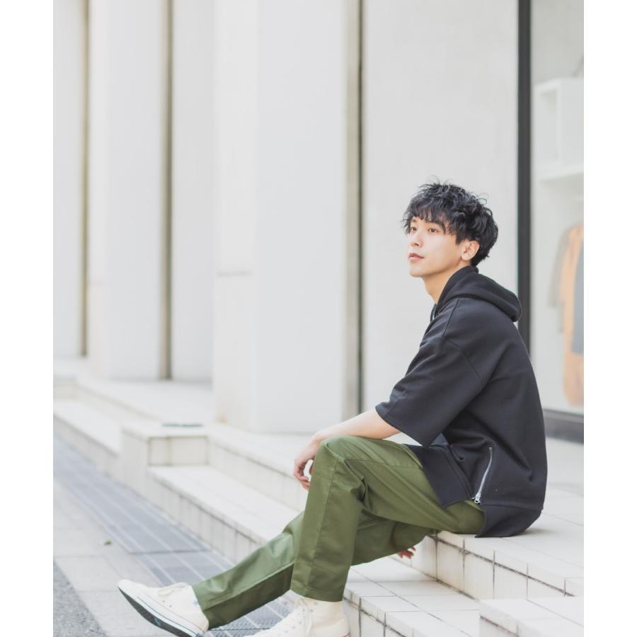 プルオーバーパーカー メンズ 半袖 サイドジップ 裏毛 スウェットパーカー ゆったり 大きいサイズ 無地 シンプル オーバーサイズ ビッグシルエット improves | improves | 10