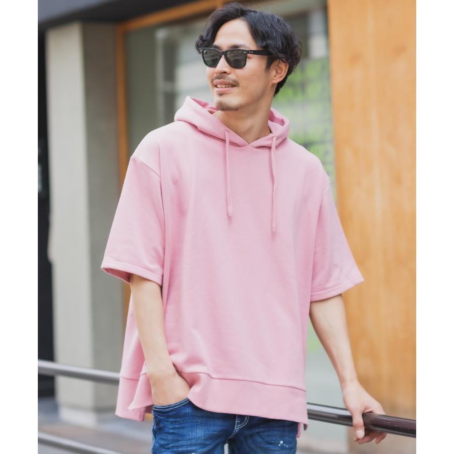 プルオーバーパーカー メンズ 半袖 サイドジップ 裏毛 スウェットパーカー ゆったり 大きいサイズ 無地 シンプル オーバーサイズ ビッグシルエット improves | improves | 13