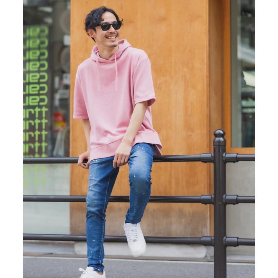 プルオーバーパーカー メンズ 半袖 サイドジップ 裏毛 スウェットパーカー ゆったり 大きいサイズ 無地 シンプル オーバーサイズ ビッグシルエット improves | improves | 14