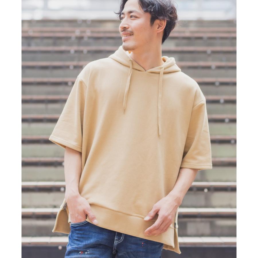 プルオーバーパーカー メンズ 半袖 サイドジップ 裏毛 スウェットパーカー ゆったり 大きいサイズ 無地 シンプル オーバーサイズ ビッグシルエット improves | improves | 04