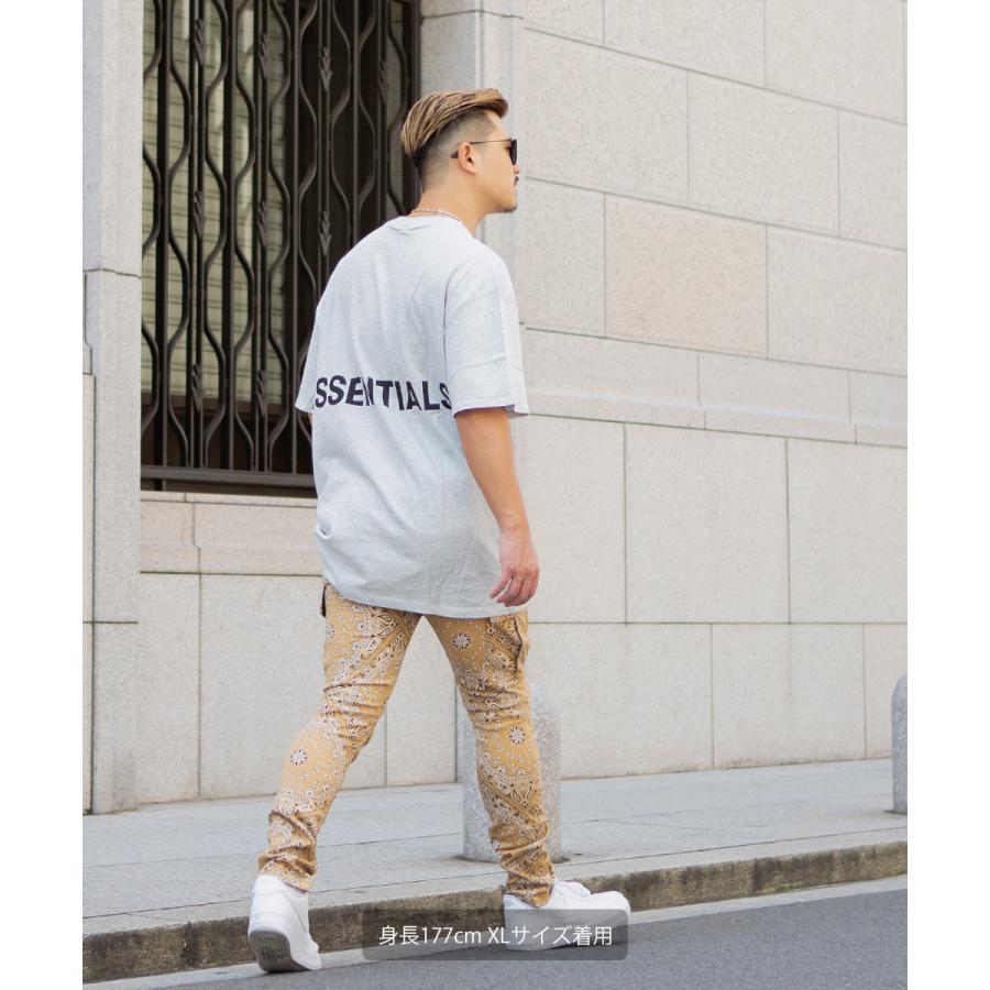 カーゴパンツ メンズ スキニーパンツ ウエストゴム バンダナ柄 ペイズリー柄 柄パンツ 黒 白 テーパードパンツ イージーパンツ improves | improves | 15