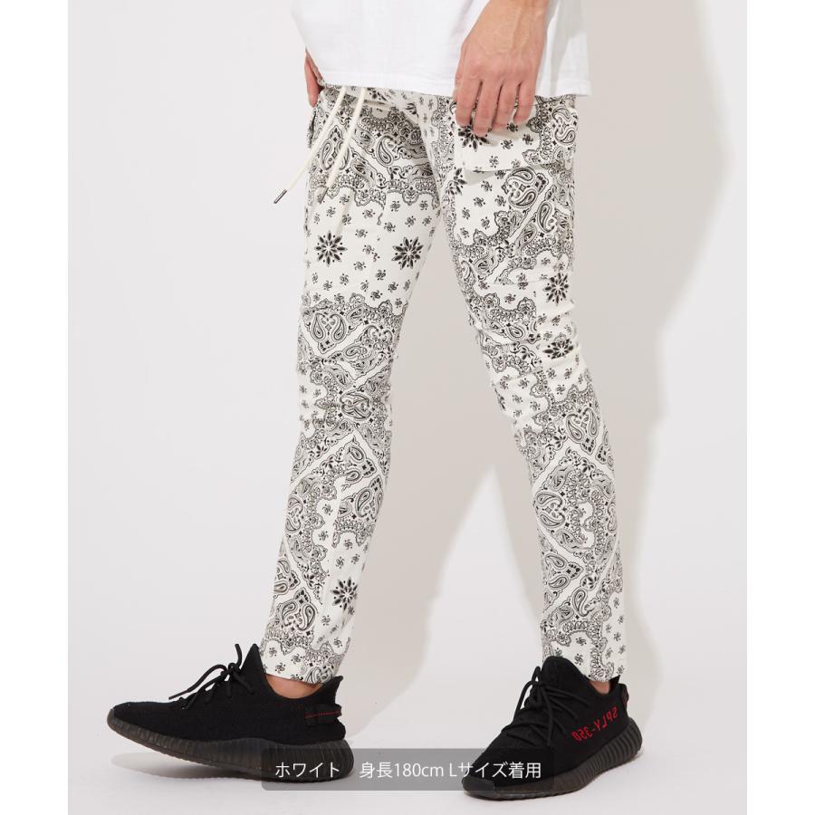 カーゴパンツ メンズ スキニーパンツ ウエストゴム バンダナ柄 ペイズリー柄 柄パンツ 黒 白 テーパードパンツ イージーパンツ Improves Improves インプローブス 通販 Yahoo ショッピング