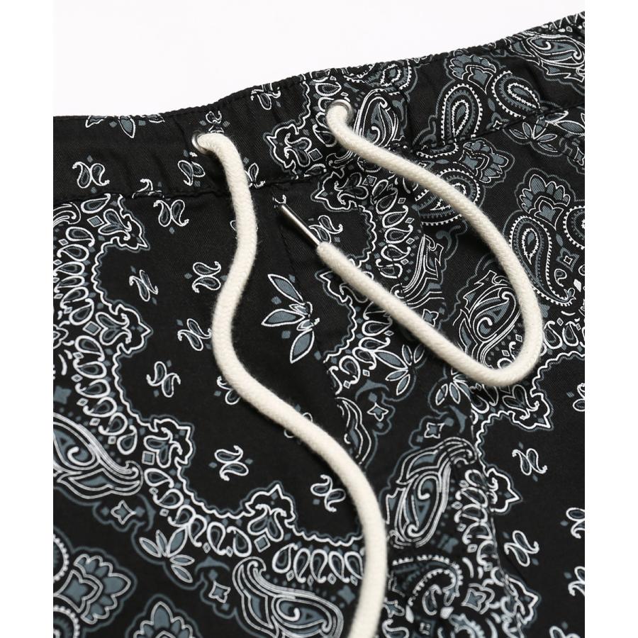 カーゴパンツ メンズ スキニーパンツ ウエストゴム バンダナ柄 ペイズリー柄 柄パンツ 黒 白 テーパードパンツ イージーパンツ improves | improves | 08