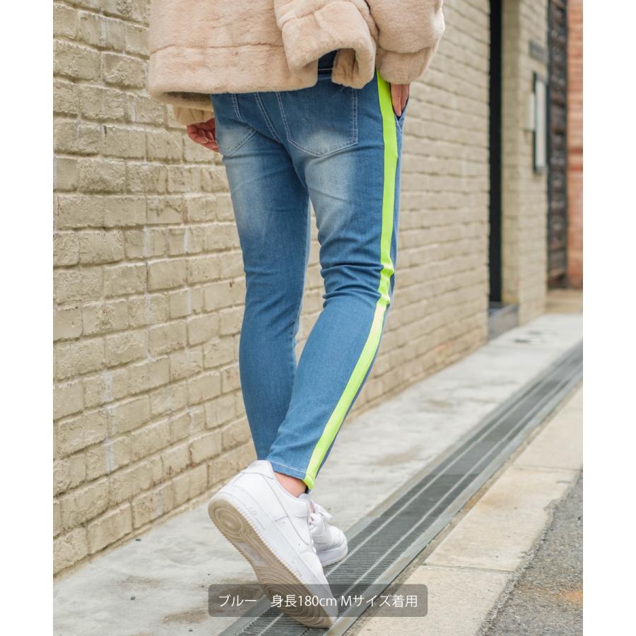 デニム メンズ ラインパンツ ウエストゴム サイドライン スリム ストレッチ 青 黒 スキニーパンツ スキニーデニム デニムパンツ ジーンズ ジーパン Improves インプローブス 通販 Yahoo ショッピング