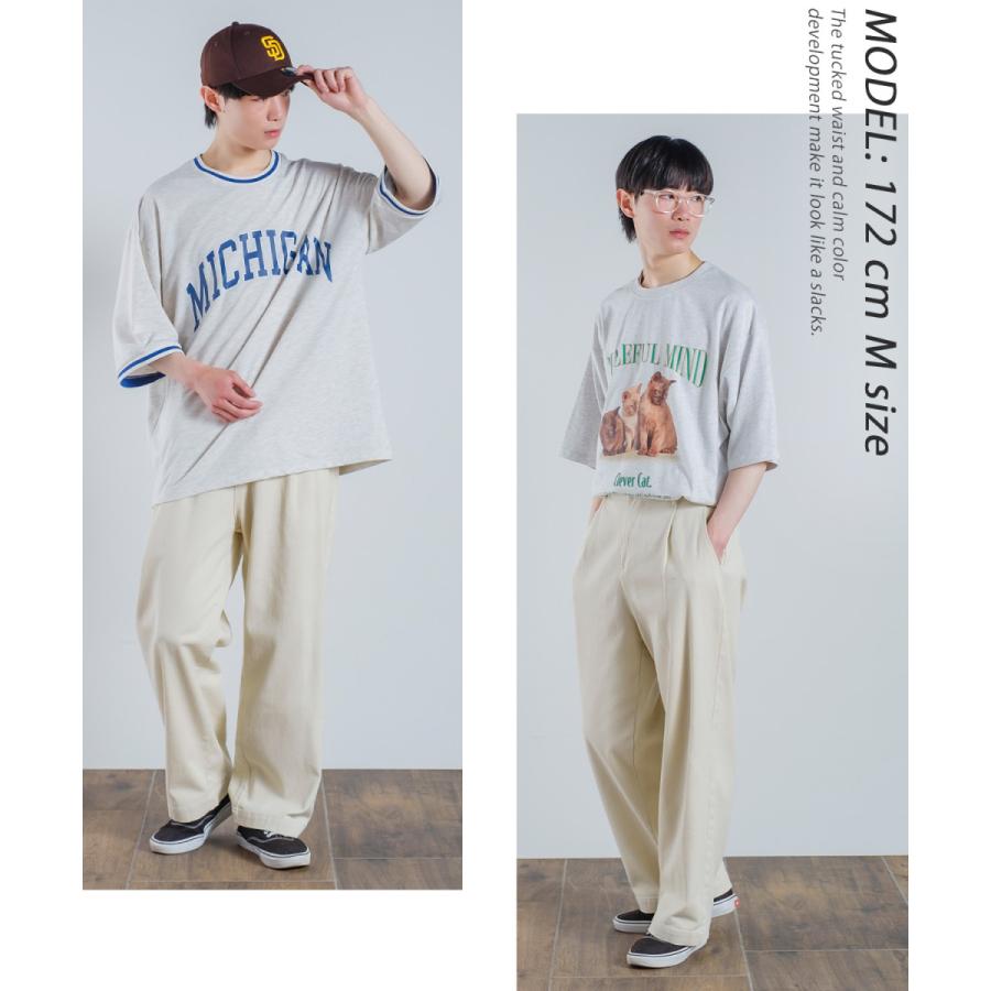 カツラギ ワイド タックパンツ メンズ レディース スラックス ワイドパンツ ワークパンツ バギーパンツ ゆったり 大きい ストリート スケボー アメカジ | improves | 10