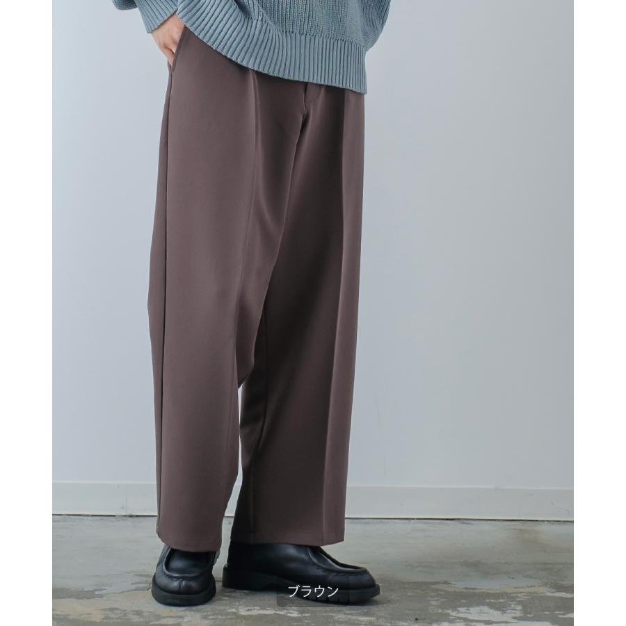 スラックス メンズ ワイドパンツ ストレッチ ワイド カラーパンツ イージーパンツ バルーンパンツ タック セットアップ きれいめカジュアル モード 韓国 | improves | 11
