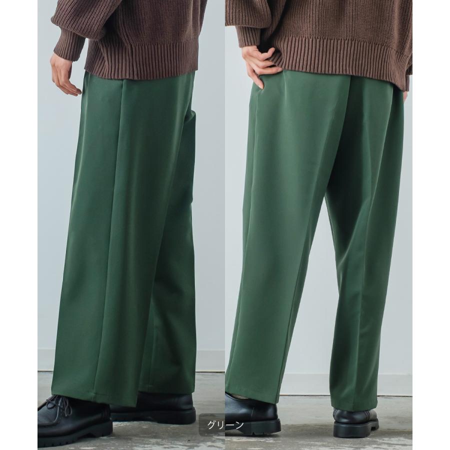 スラックス メンズ ワイドパンツ ストレッチ ワイド カラーパンツ イージーパンツ バルーンパンツ タック セットアップ きれいめカジュアル モード 韓国 | improves | 08