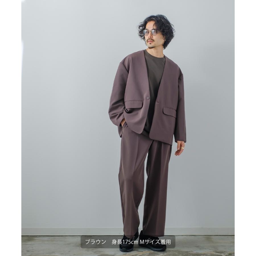 ノーカラージャケット メンズ ストレッチ アウター カーディガン テーラードジャケット セットアップ きれいめカジュアル モード 韓国 | improves | 12