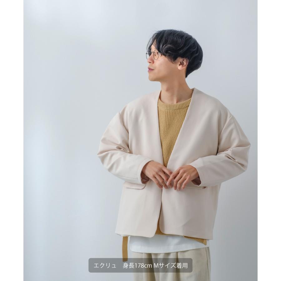 ノーカラージャケット メンズ ストレッチ アウター カーディガン テーラードジャケット セットアップ きれいめカジュアル モード 韓国 | improves | 15