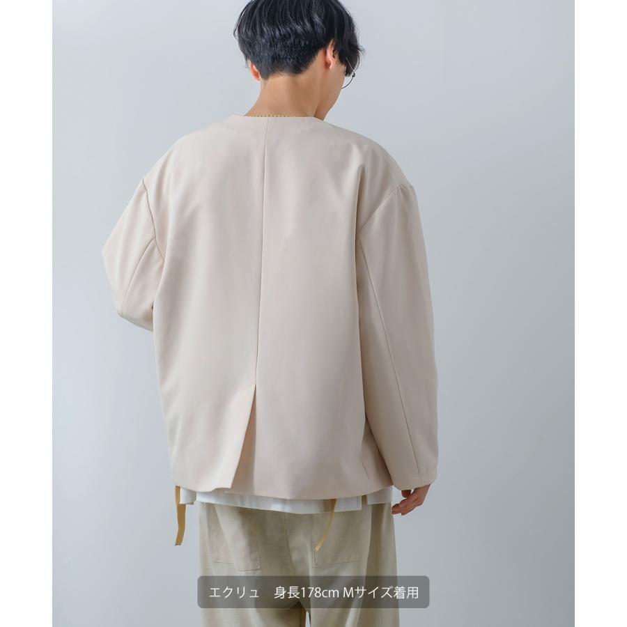 ノーカラージャケット メンズ ストレッチ アウター カーディガン テーラードジャケット セットアップ きれいめカジュアル モード 韓国 | improves | 16