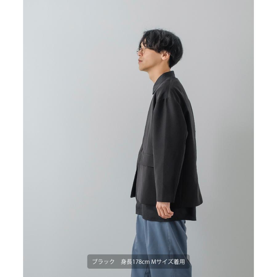 ノーカラージャケット メンズ ストレッチ アウター カーディガン テーラードジャケット セットアップ きれいめカジュアル モード 韓国 | improves | 02