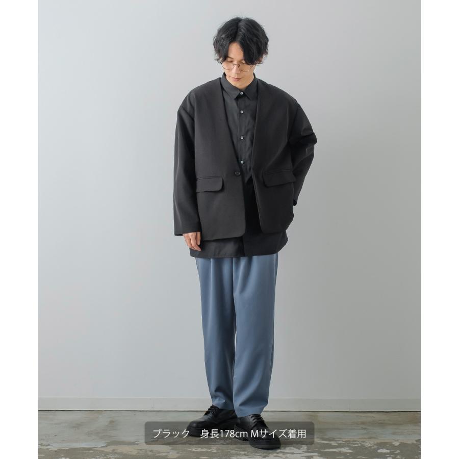 ノーカラージャケット メンズ ストレッチ アウター カーディガン テーラードジャケット セットアップ きれいめカジュアル モード 韓国 | improves | 03