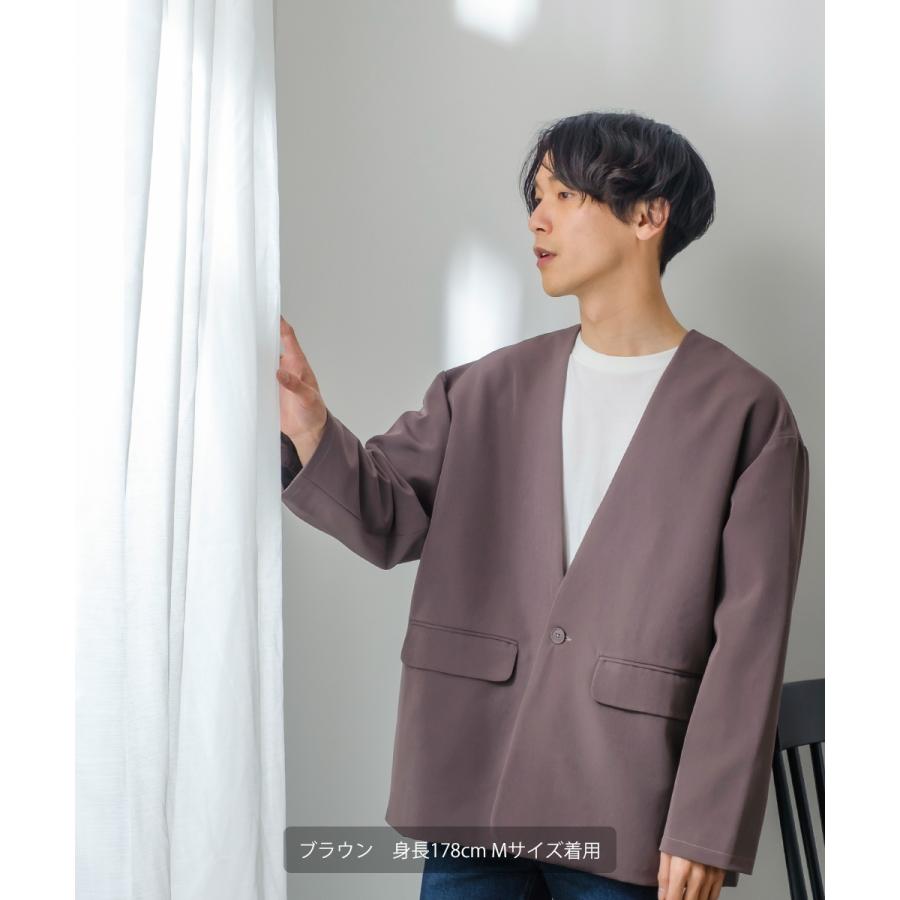 ノーカラージャケット メンズ ストレッチ アウター カーディガン テーラードジャケット セットアップ きれいめカジュアル モード 韓国 | improves | 09