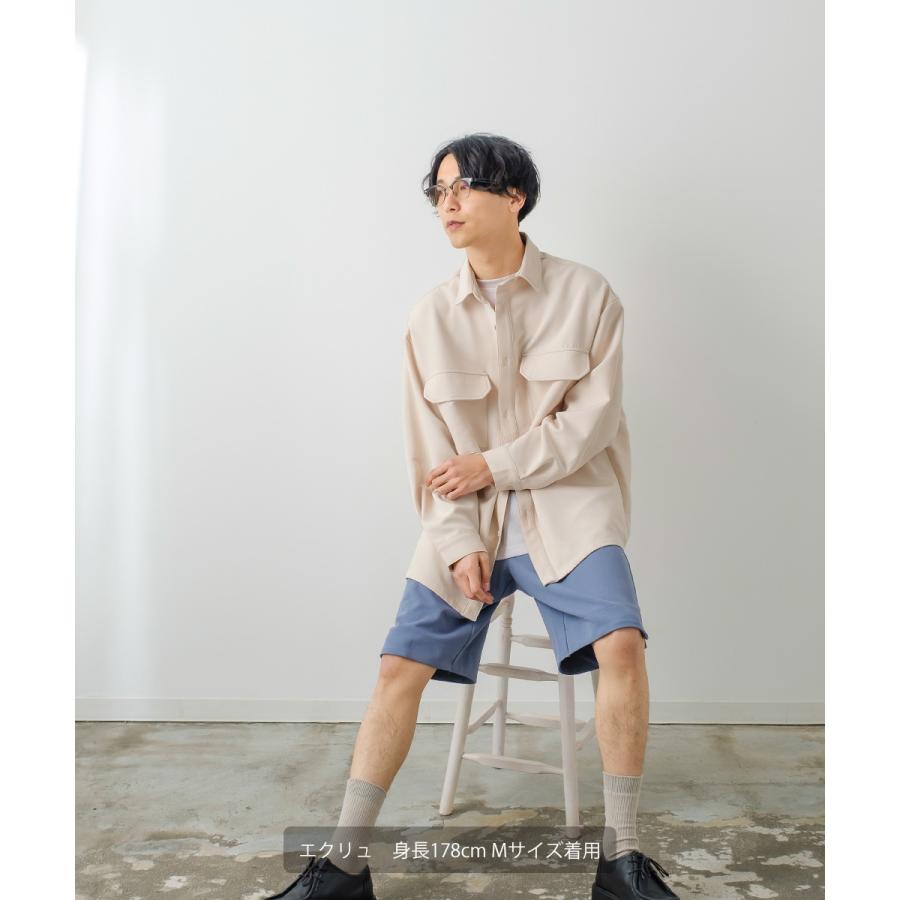 シャツジャケット メンズ ストレッチ アウター ブルゾン ミリタリーシャツ ワークシャツ セットアップ きれいめカジュアル モード 韓国ファッション | improves | 15