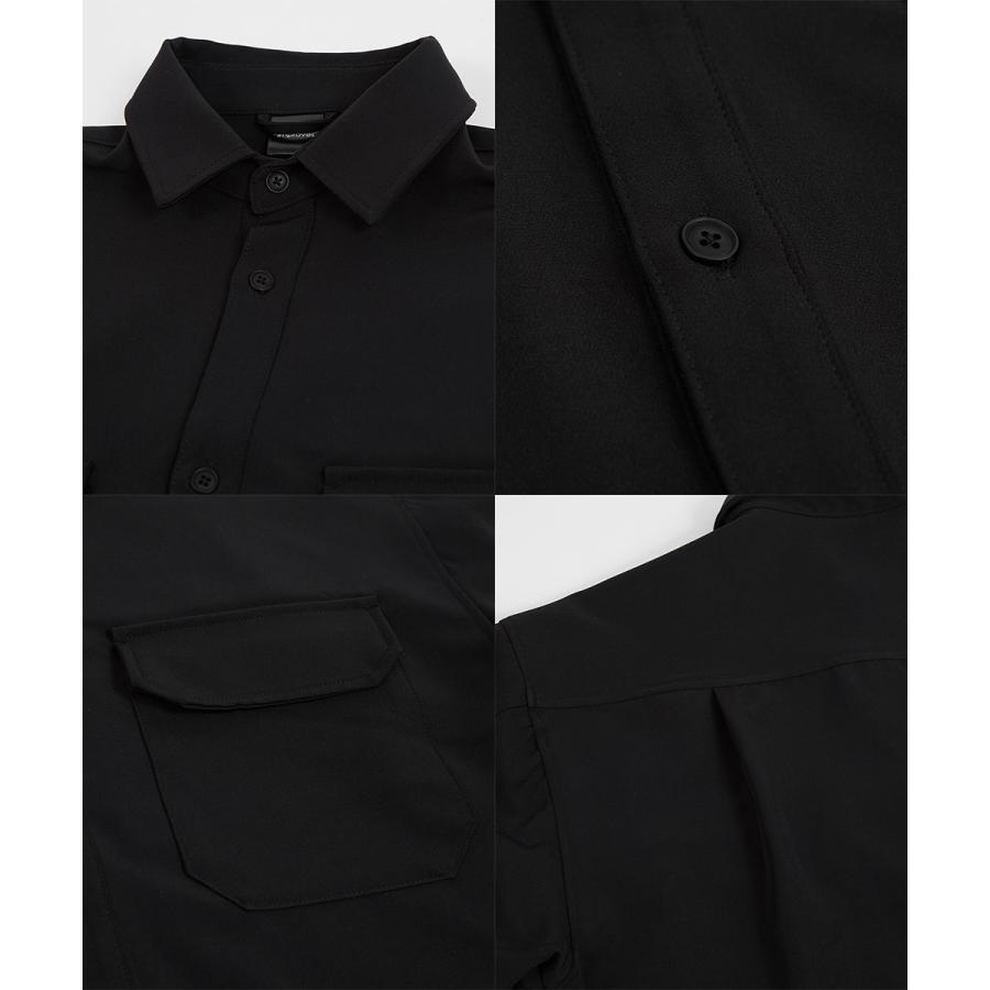 シャツジャケット メンズ ストレッチ アウター ブルゾン ミリタリーシャツ ワークシャツ セットアップ きれいめカジュアル モード 韓国ファッション | improves | 18